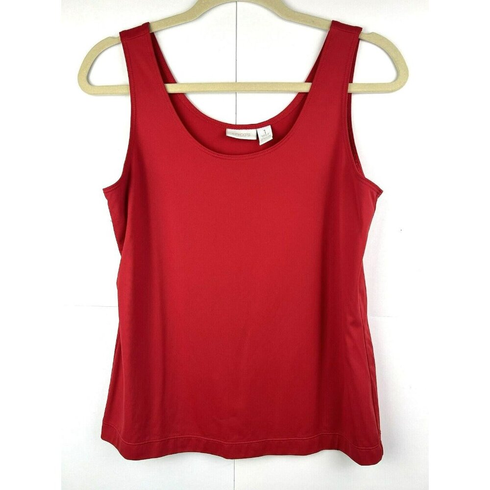 Chico's Tee Shirt Women's Tank‎ Top 1 US Medium Red Stretch Layering Cami Nylon